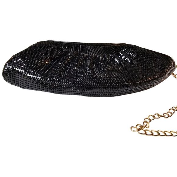 Whiting and Davis Vintage 1980s Metal Mesh Black Evening Bag - Picture 9 of 11